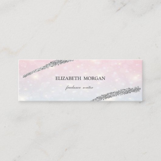 エレガントシンプル《写真》ぼけ味、シルバーグリッターライン スキニー名刺 (正面)