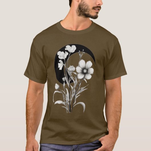 エレガントシンプル:単独開花Tシャツデザイン Tシャツ (正面)