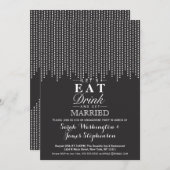 エレガントシンプル、白黒フォールディング紙吹雪 招待状 (正面/裏面)