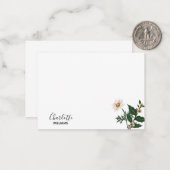 エレガントシンプル(白)ワイルドフラワースクリプト名 ノートカード (正面/裏面インサイチュ)