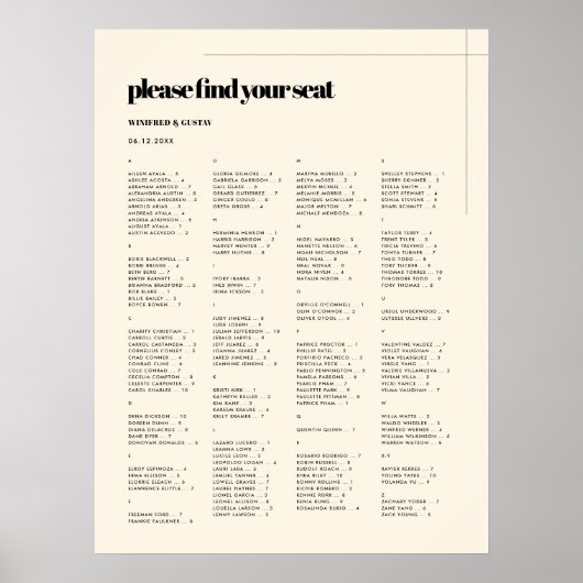 エレガントシンプルA/B座席表 ポスター (正面)