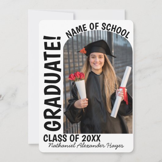 エレガントシンプルArch Photo Neutral卒業 案内状 (正面)