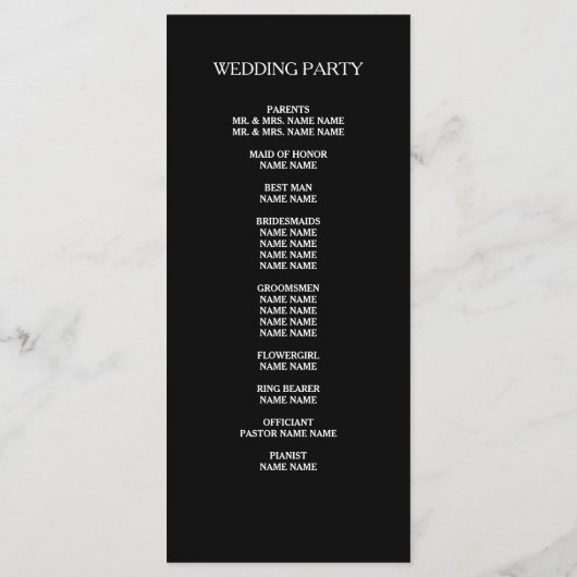 エレガントシンプルBlack Custom Wedding Program プログラム (裏面)