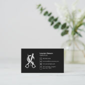 エレガントシンプルBlack HairStylistヘアドレッサー 名刺 (スタンド正面)