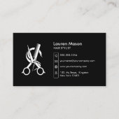 エレガントシンプルBlack HairStylistヘアドレッサー 名刺 (正面)