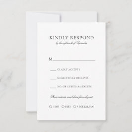 エレガントシンプルBlack Script Meal Choice結婚の 出欠カード