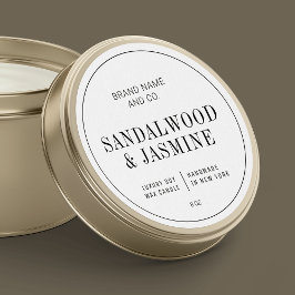 エレガントシンプルBlack & White Candle Product Label ラウンドシール