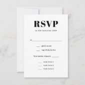エレガントシンプルBlack & White Meal Choice 結婚's 出欠カード (正面)