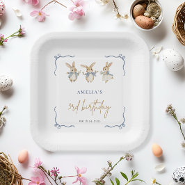 エレガントシンプルBunny Kid Easter 3rd Birthdayパーティー ペーパープレート