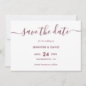 エレガントシンプルBurgundy Wedding Save The Date セーブザデート (正面)