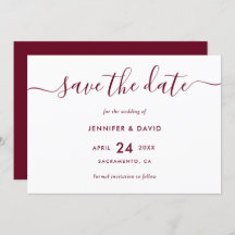 エレガントシンプルBurgundy Wedding Save The Date