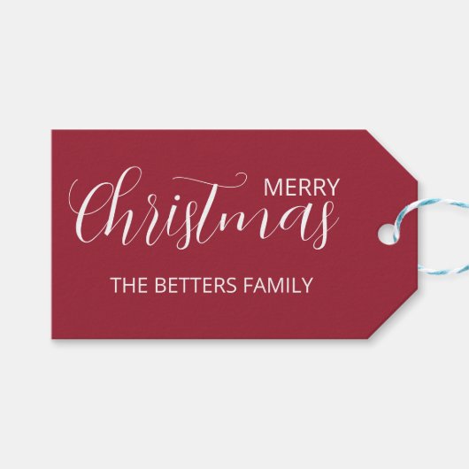 エレガントシンプルClean Frosted Berry Chrimas ギフトタグ (正面(横))