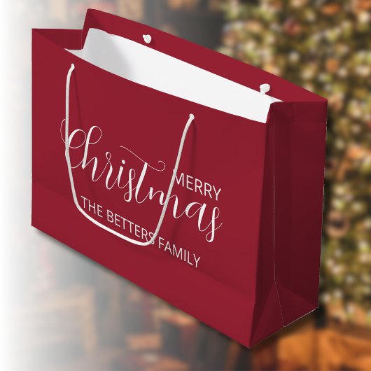 エレガントシンプルClean Frosted Berry Chrimas ラージペーパーバッグ