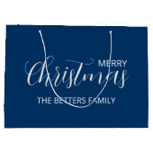 エレガントシンプルClean Midnight Blueクリスマス ラージペーパーバッグ (裏面)