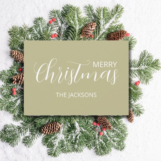 エレガントシンプルClean Sageグリーンクリスマス シーズンカード