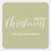 エレガントシンプルClean Sageグリーンクリスマス スクエアシール (正面)