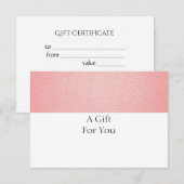 エレガントシンプルCoral Pink Gift Certificate (正面/裏面)