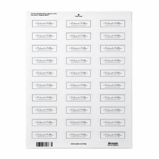 エレガントシンプルCursiveスクリプト差出人住所 ラベル (フルシート)