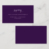 エレガントシンプルDark Purple結婚の登記簿 エンクロージャーカード (正面/裏面)