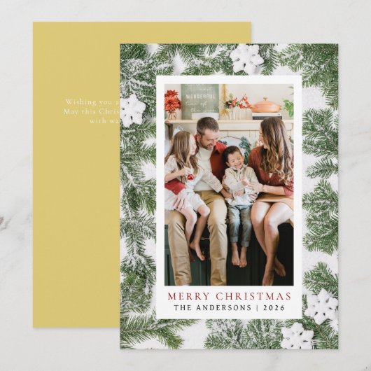 エレガントシンプルFrame Christmas Family 1写真 シーズンカード (正面/裏面)