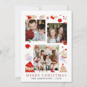 エレガントシンプルFrame Christmas Family 3 Photo シーズンカード (正面)