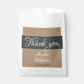 エレガントシンプルGrey Beige Script結婚's Thank you フェイバーバッグ (正面)