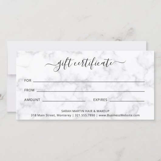 エレガントシンプルGrey Marble Gift Certificate (裏面)