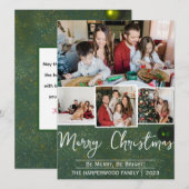 エレガントシンプルjoy Christmas Family Photo Collage シーズンカード (正面/裏面)