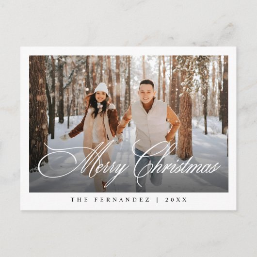 エレガントシンプルMerry Christmas Photo Script シーズンポストカード (正面)