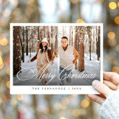 エレガントシンプルMerry Christmas Photo Script シーズンポストカード