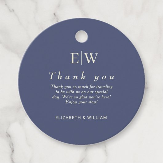 エレガントシンプルMonogramのデュスク結婚 フェイバータグ (正面)