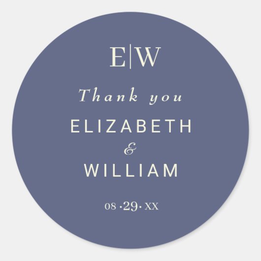 エレガントシンプルMonogramのデュスク結婚 ラウンドシール (正面)