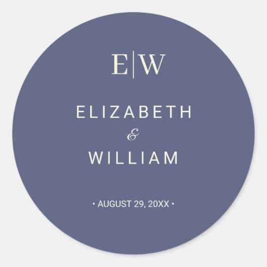 エレガントシンプルMonogramのデュスク結婚 ラウンドシール (正面)