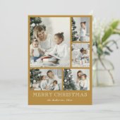 エレガントシンプルPhoto Collageクリスマス金ゴールド シーズンカード (スタンド正面)