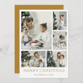 エレガントシンプルPhoto Collageクリスマス金ゴールド シーズンカード