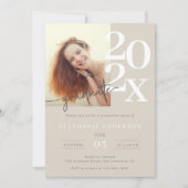 エレガントシンプルPhoto Script卒業パーティー 招待状 (正面)