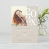 エレガントシンプルPhoto Script卒業パーティー 招待状 (スタンド正面)