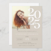 エレガントシンプルPhoto Script卒業パーティー 招待状 (正面/裏面)