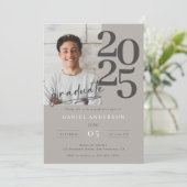 エレガントシンプルPhoto Script卒業パーティー 招待状 (スタンド正面)