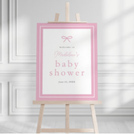 エレガントシンプルPink Bow Girls Baby Shower Welcome