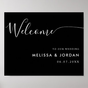 エレガントシンプルScriptの結婚Welcome Sign ポスター
