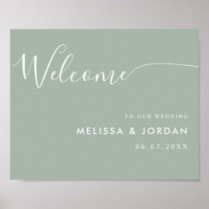 エレガントシンプルScriptの結婚Welcome Sign ポスター