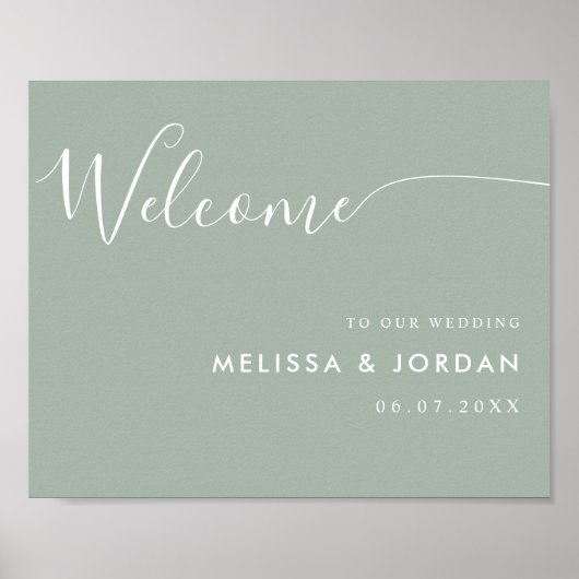 エレガントシンプルScriptの結婚Welcome Sign ポスター (正面)
