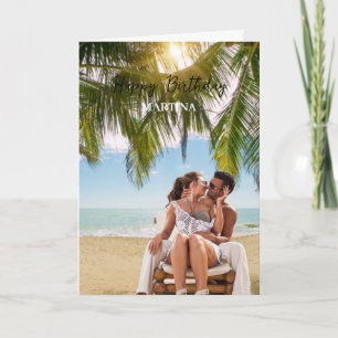 エレガントシンプルScriptカスタム Photoハッピーバースデー カード