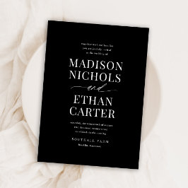 エレガントシンプルScriptブラックバジェット結婚ズ 招待状