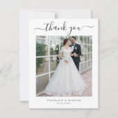 エレガントシンプルScript 2写真結婚の サンキューカード (正面)