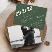 エレガントシンプルScript Sage Green Photo 結婚's セーブザデート
