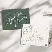 エレガントシンプルScript Sage Green Wedding RSVP ポストカード