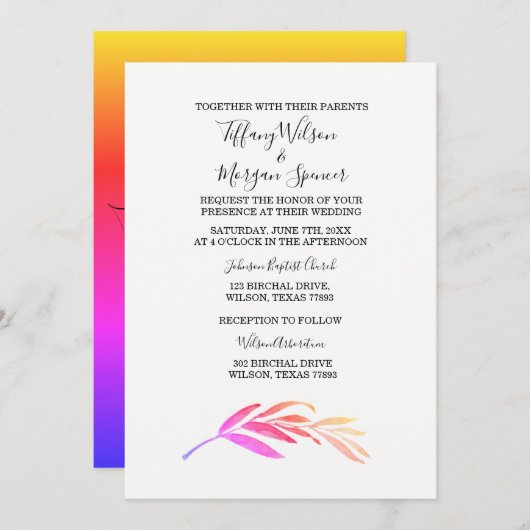 エレガントシンプルScript Same-sex wedding invite 招待状 (正面/裏面)