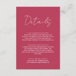 エレガントシンプルScript Viva Magentaの結婚詳細 エンクロージャーカード